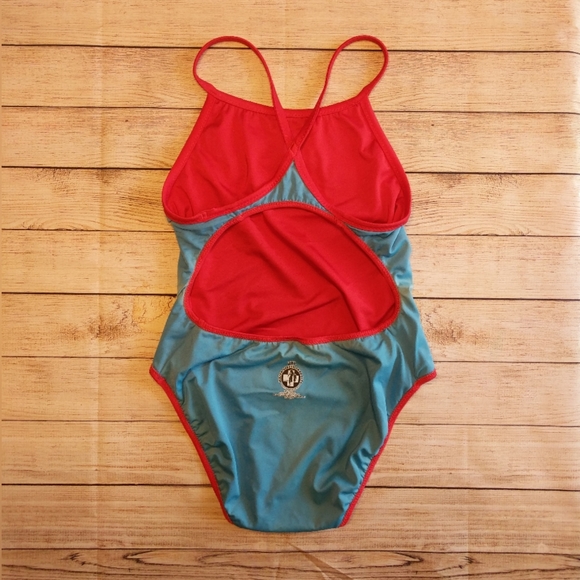 Thin Strap Water Safety Red life guard swimsuit 2X - Picture 2 of 7